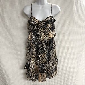 Rachel Zoe ladies rose gold and black ruffle, tiered dress size 4